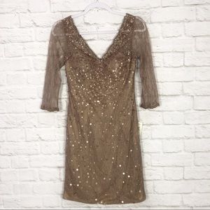 Kathy Hilton Pailette Sequin Pearl Cocktail Dress